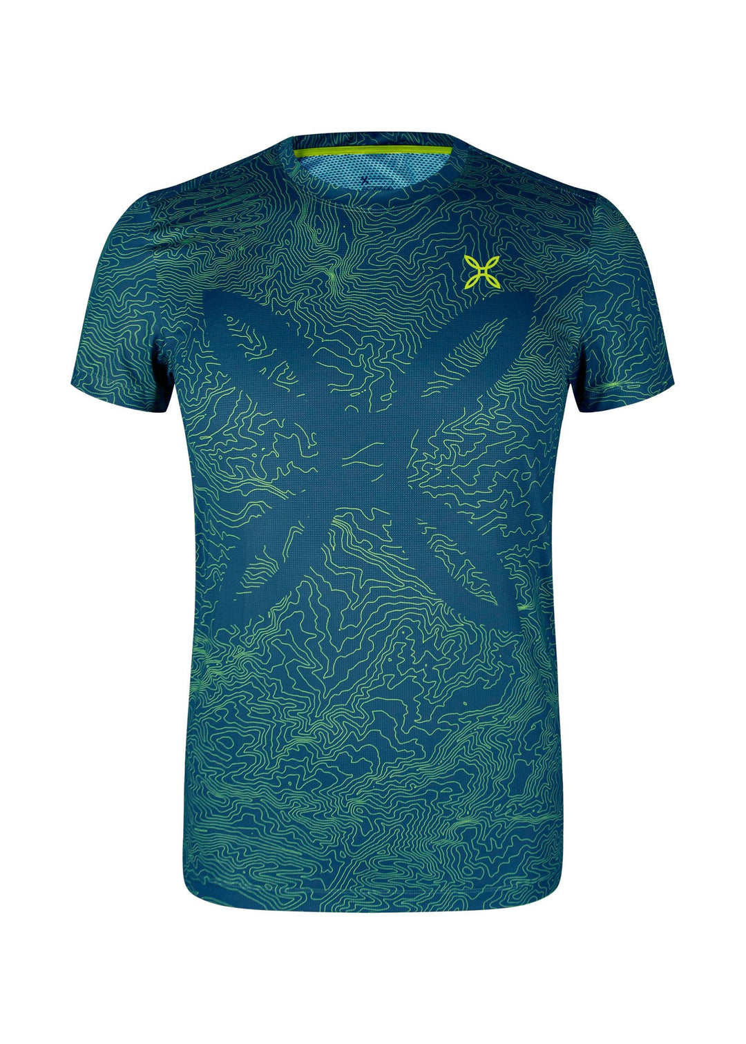 Topographic Sublime T-Shirt - Deep Blue/Verde Lime (8747) - Bshop